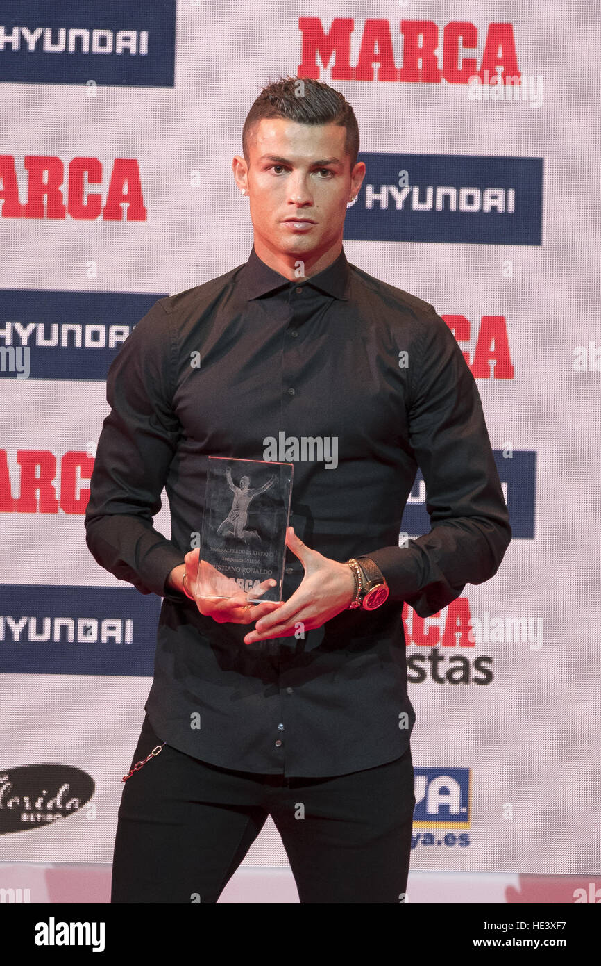 Cristiano Ronaldo receives the 'Alfredo Di Stefano Award' during the  Premios MARCA de Futbol Gala at