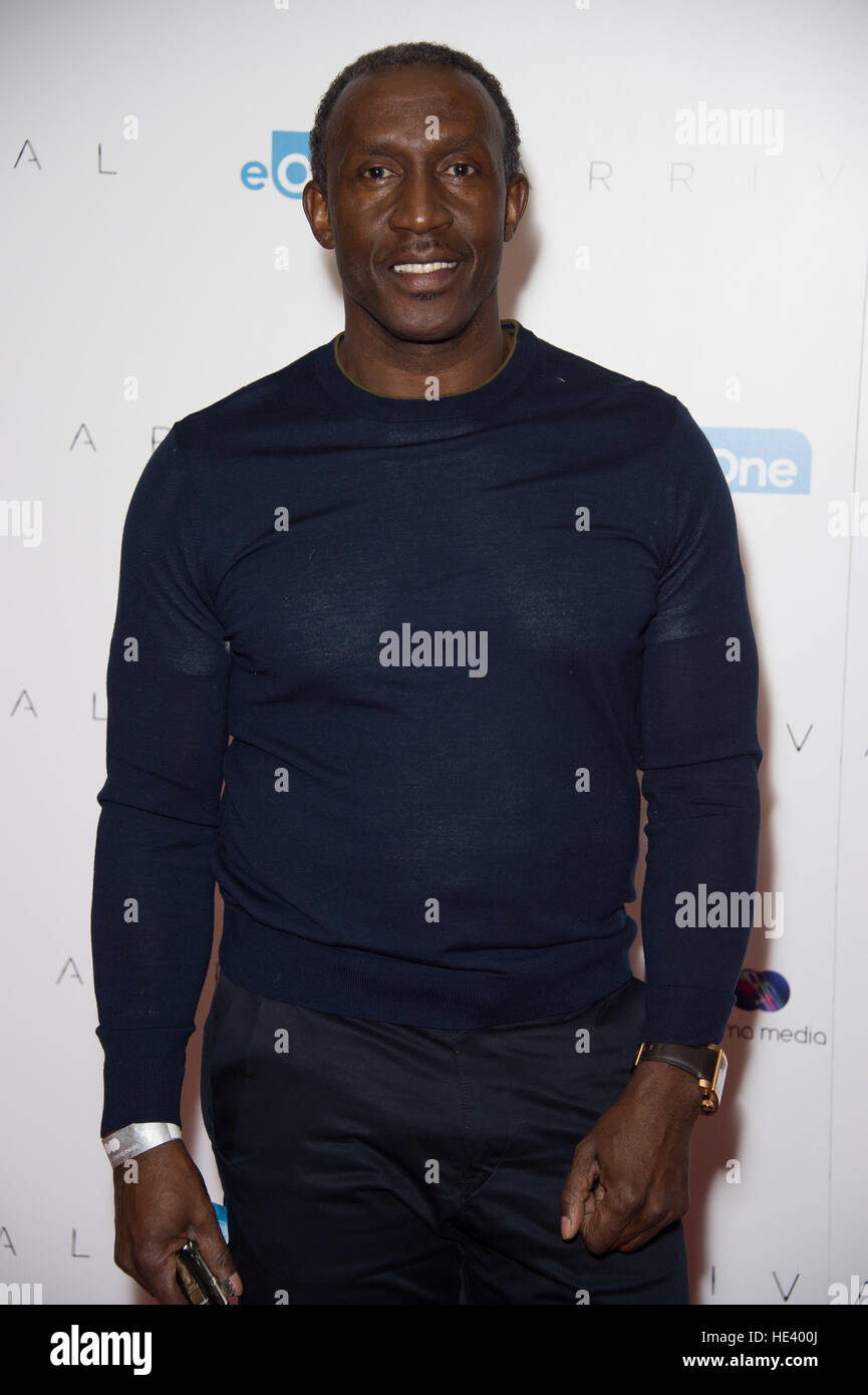 Celebs arive on the red carpet to attend a gala screening of Arrival at the May Fair Hotel.  Featuring: Linford Christie Where: London, United Kingdom When: 08 Nov 2016 Stock Photo