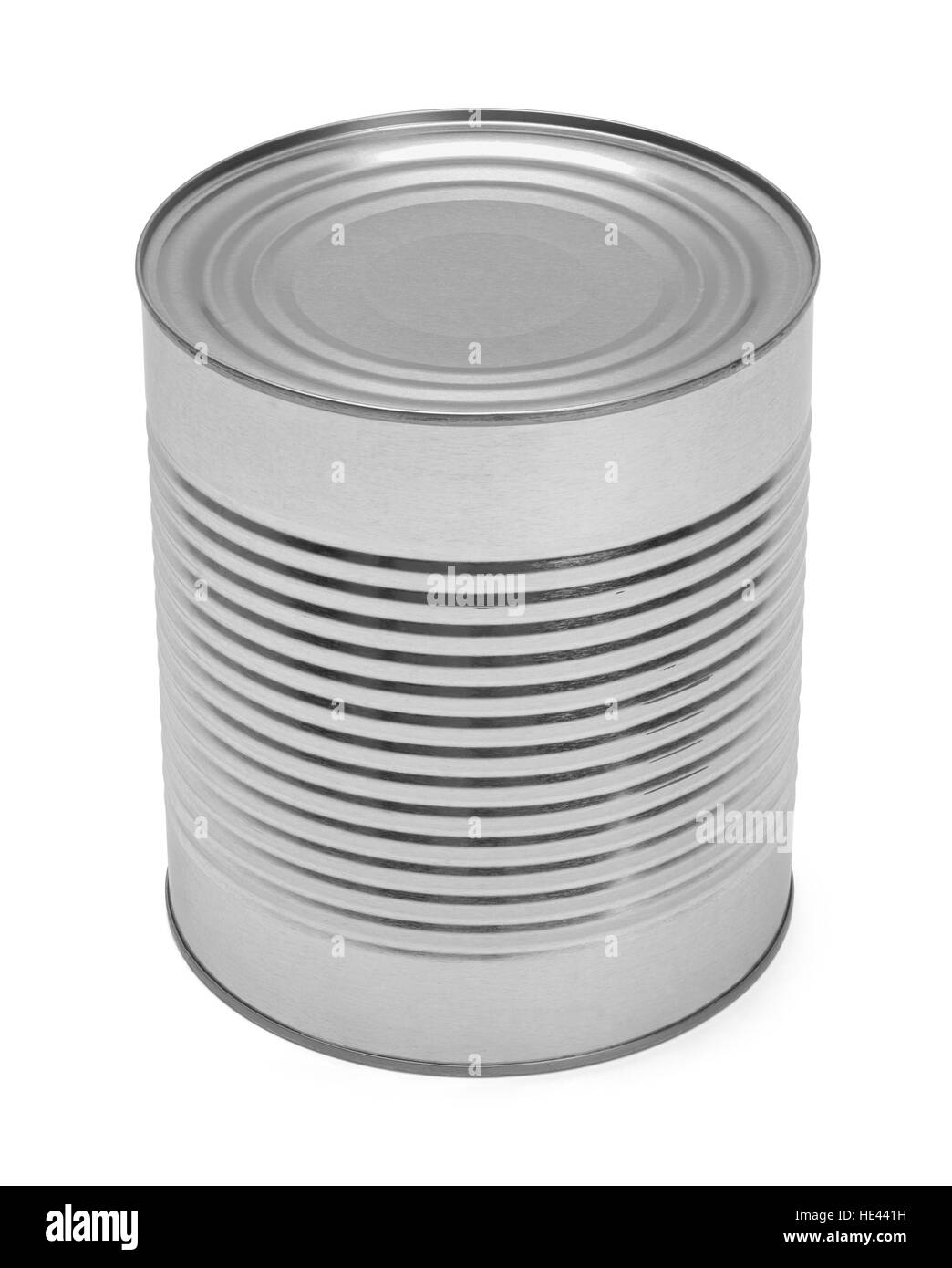 Big Tin Can with Copy Space Isolated on White Background. Stock Photo