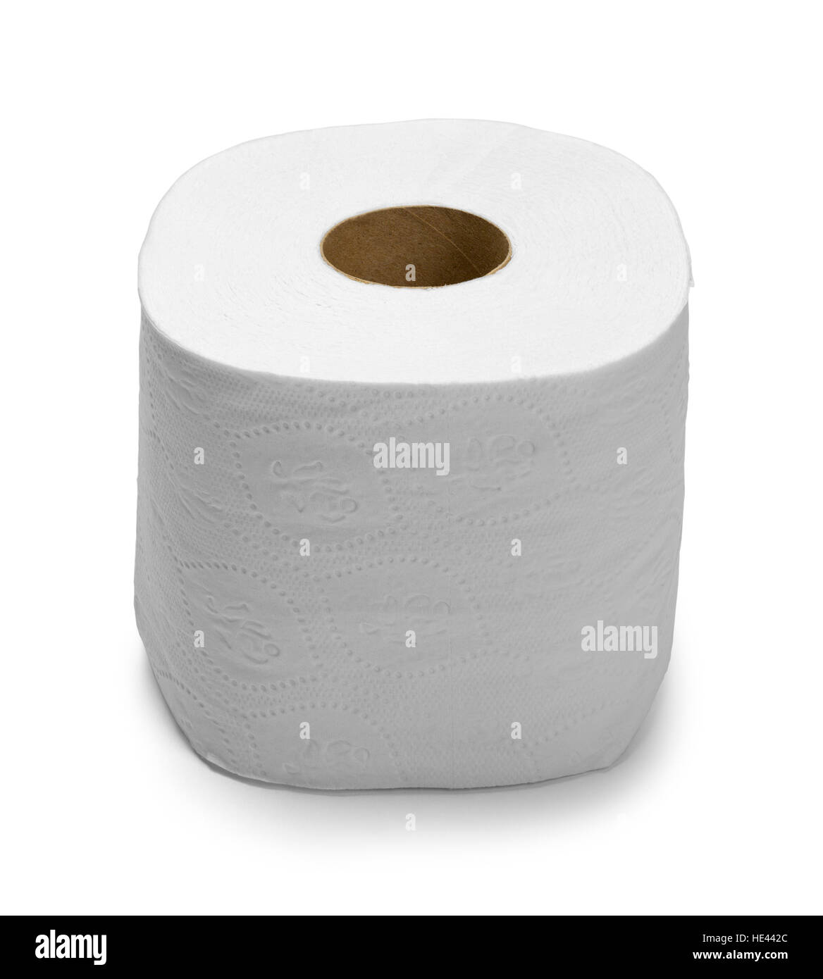 New Large Roll of Toilet Paper Isolated on White. Stock Photo