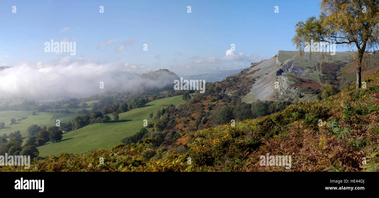 Panorama, Castell Dinas Bran Stock Photo