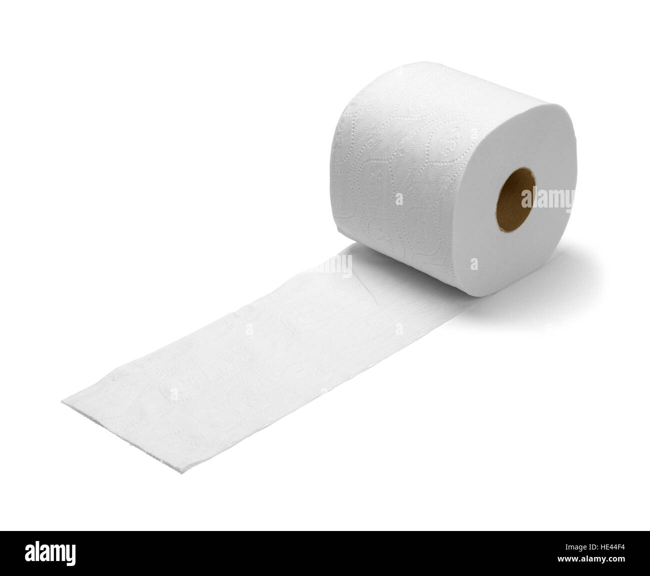 Large Toilet Paper on The Run Isolated on White Background. Stock Photo