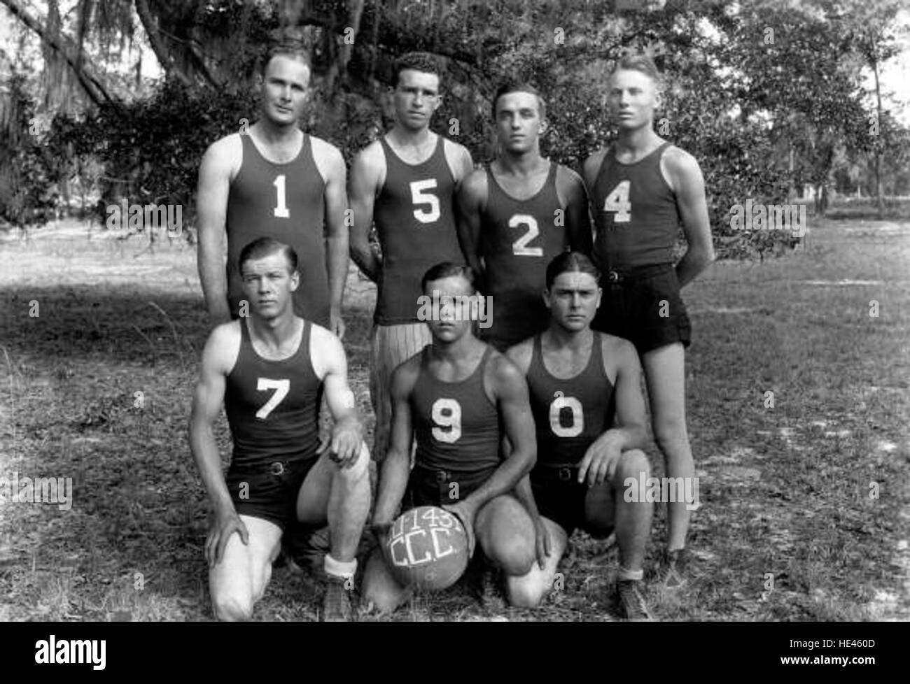 Group portrait of CCC Co 1431 basketball team - Bronson Stock Photo