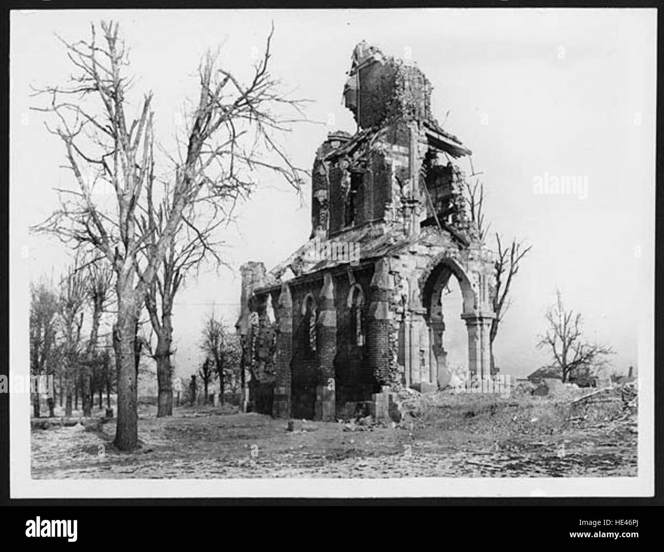 An image capturing a shell-stricken church, symbolizing the ravages of ...