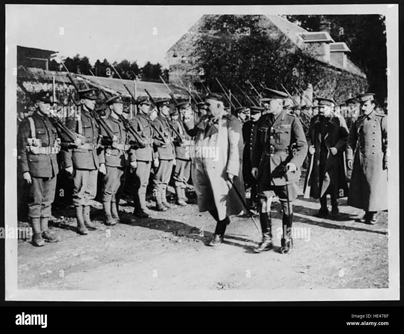 King of Montenegro and the Commander-in-Chief inspecting the Guard of Stock Photo