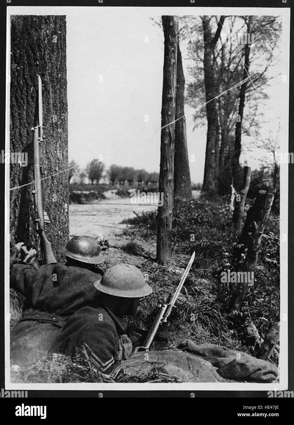 Alert outpost watching for enemy movements Stock Photo - Alamy