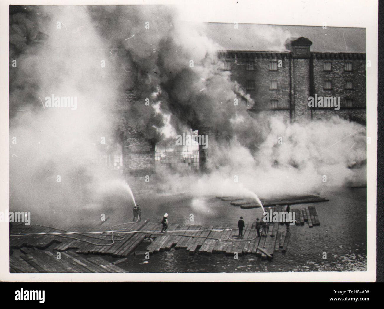 Smoke and flames Match Factory fire 1954 Stock Photo Alamy