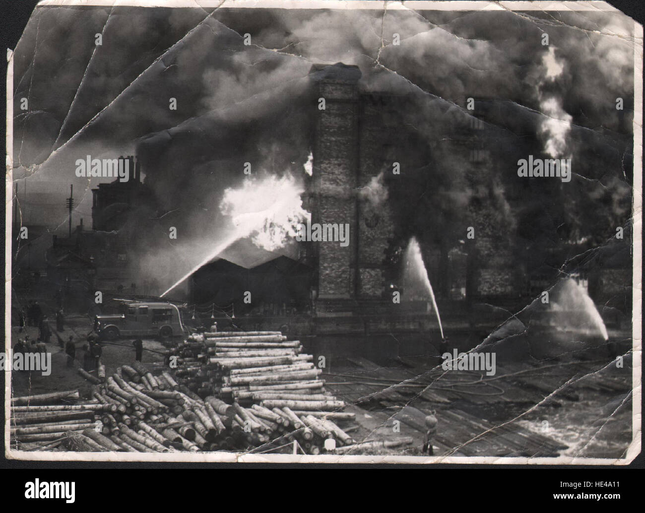 Smoke and flames Match Factory fire 1954 Stock Photo Alamy