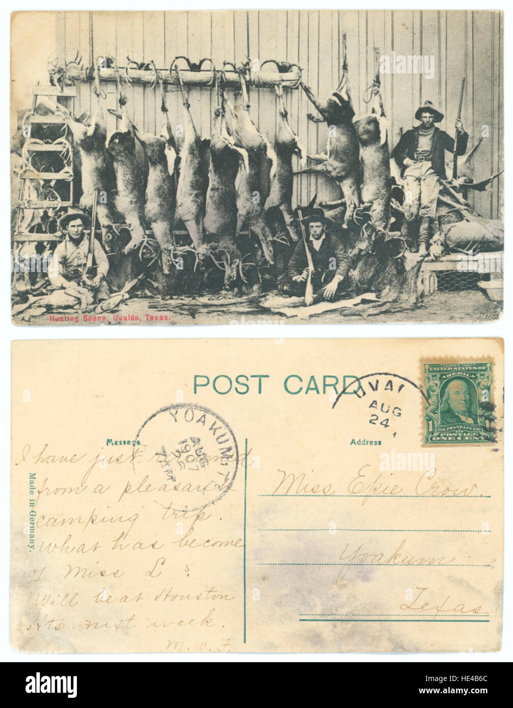 1907 Quebec Canada, photo postcard of deer hunter 1907 Quebec Canada, photo postcard of deer hunter