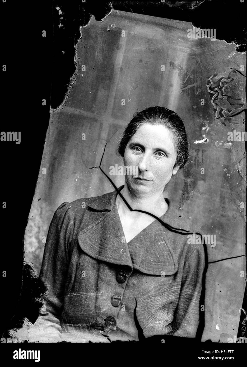 Portrait of a woman captured on a glass plate, part of the Costică ...