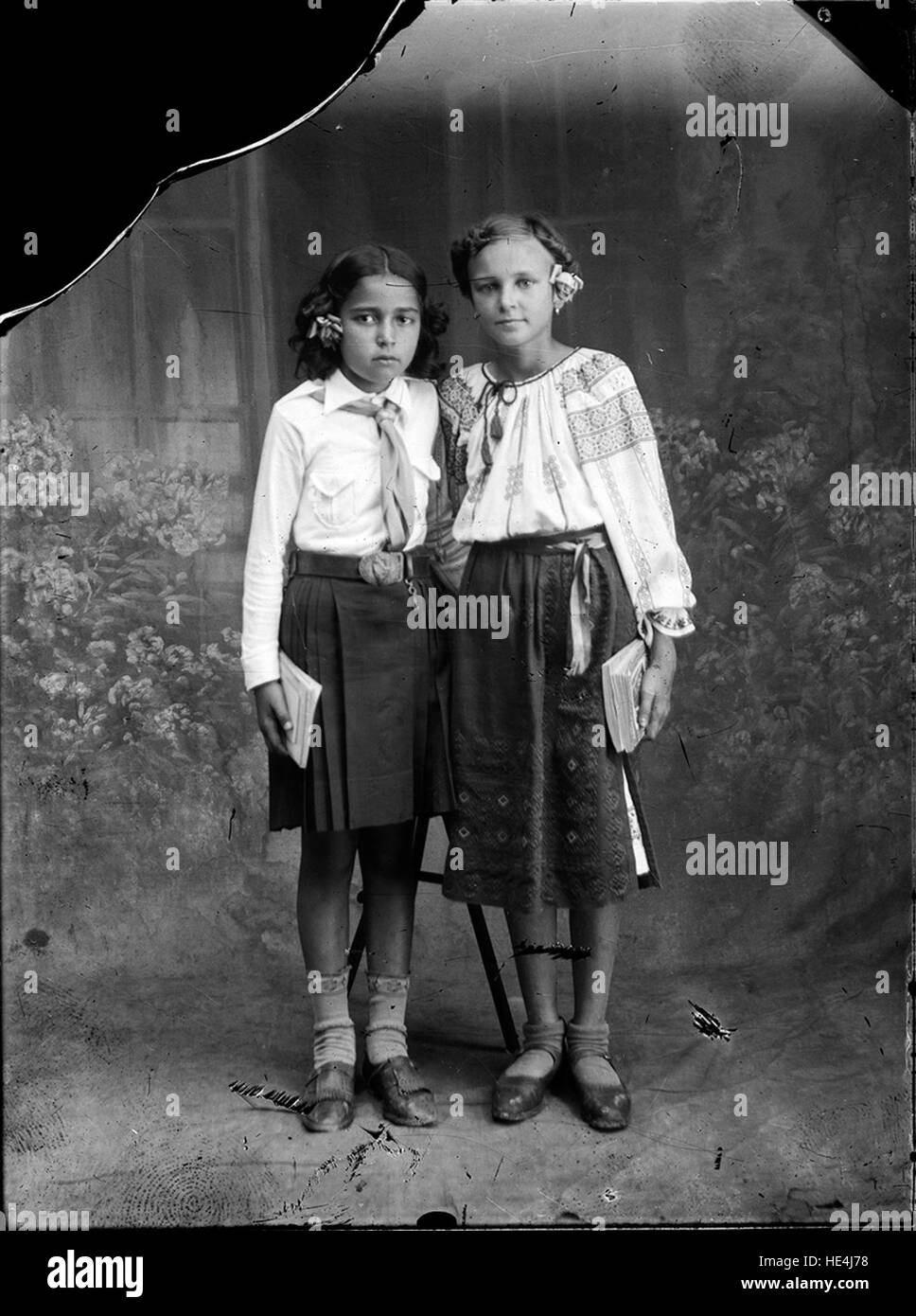 Două fete cu cărți Stock Photo
