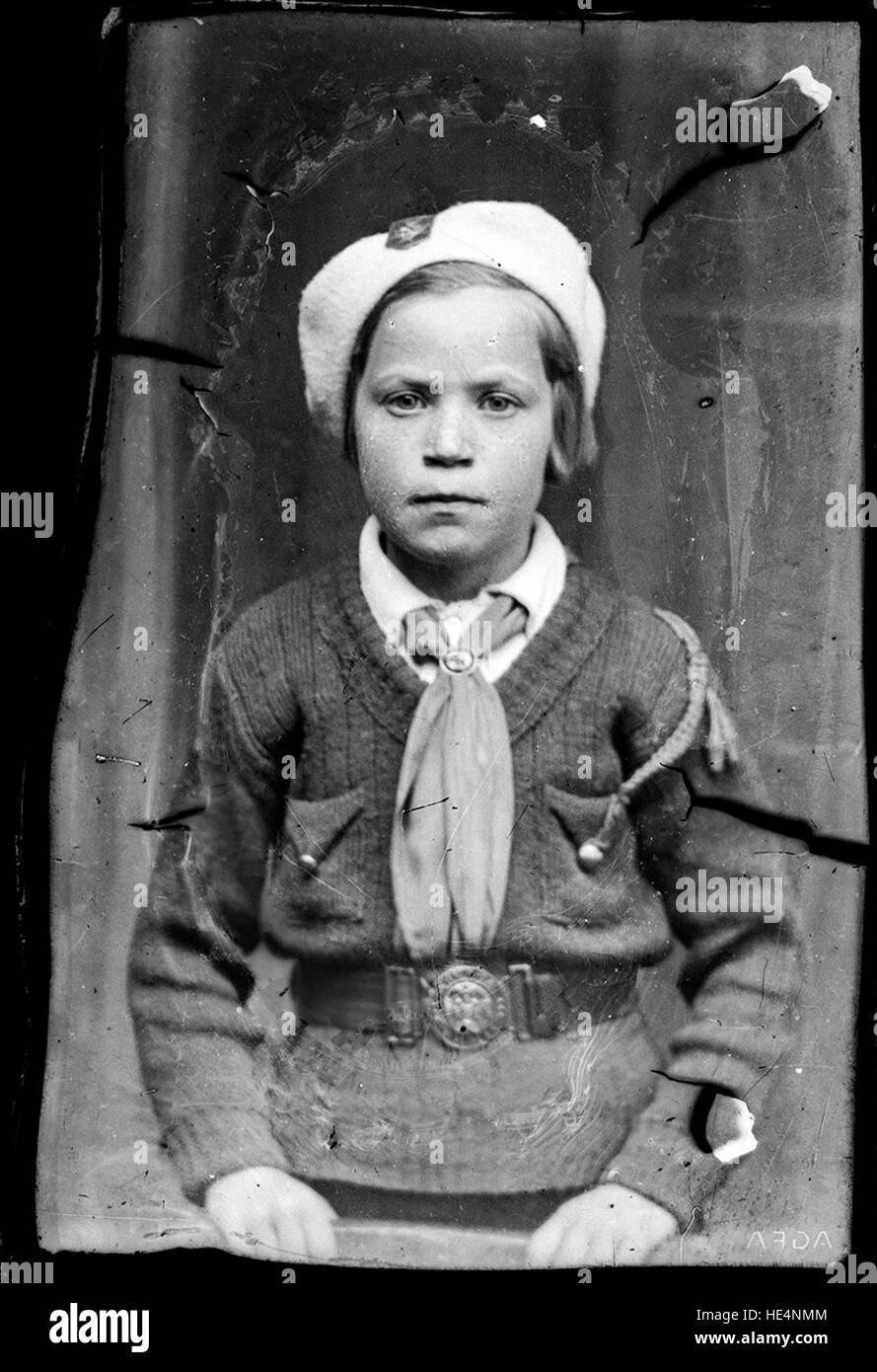 Girl wearing a &quot;Straja Țării&quot; uniform en.wikipedia.org/wiki/Straja %C8%9A%C4%83rii ( http://en.wikipedia.org/wiki/Straja %c8%9a%c4%83rii ) Stock Photo