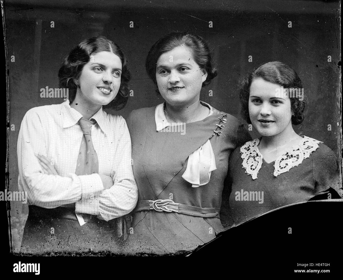 Two portraits of three young women from Ialomita, Romania, captured as ...