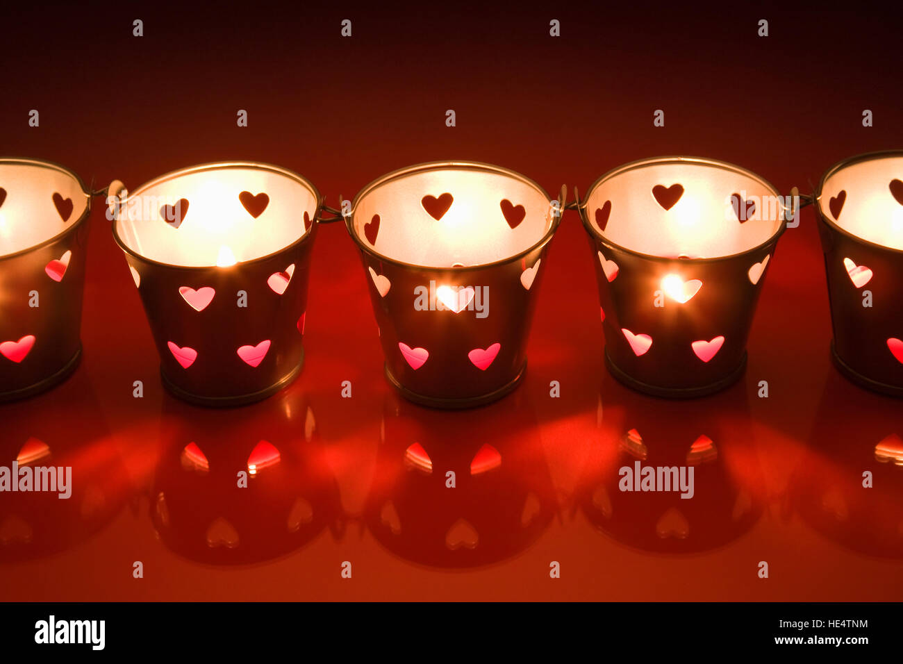 small valentine tea light candle holders Stock Photo Alamy