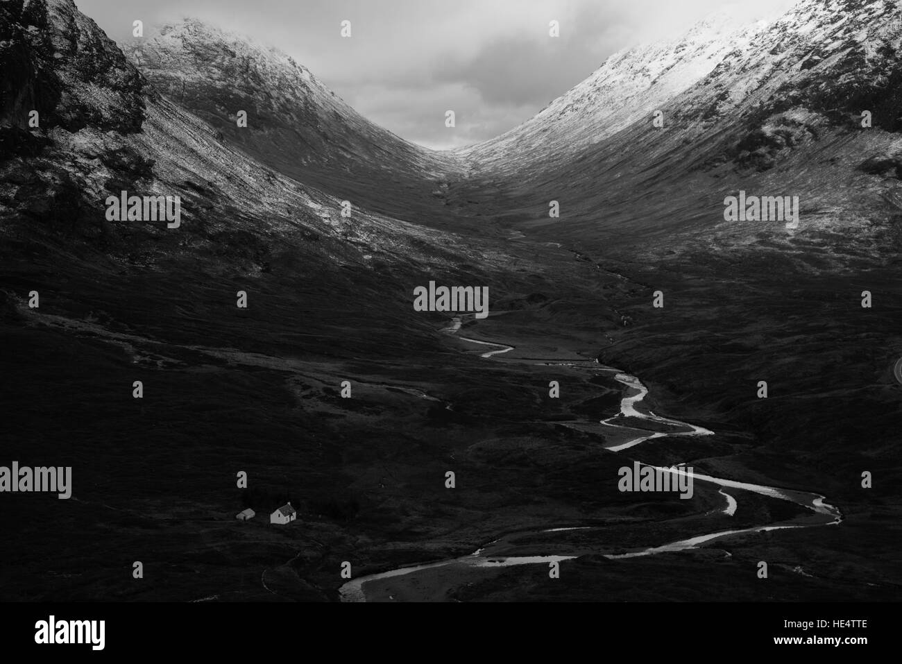 Lone house in Scottish Highlands, Glencoe Scotland. Stock Photo