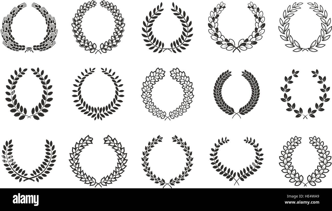 Set of award laurel wreaths and branches. Vector illustration Stock ...