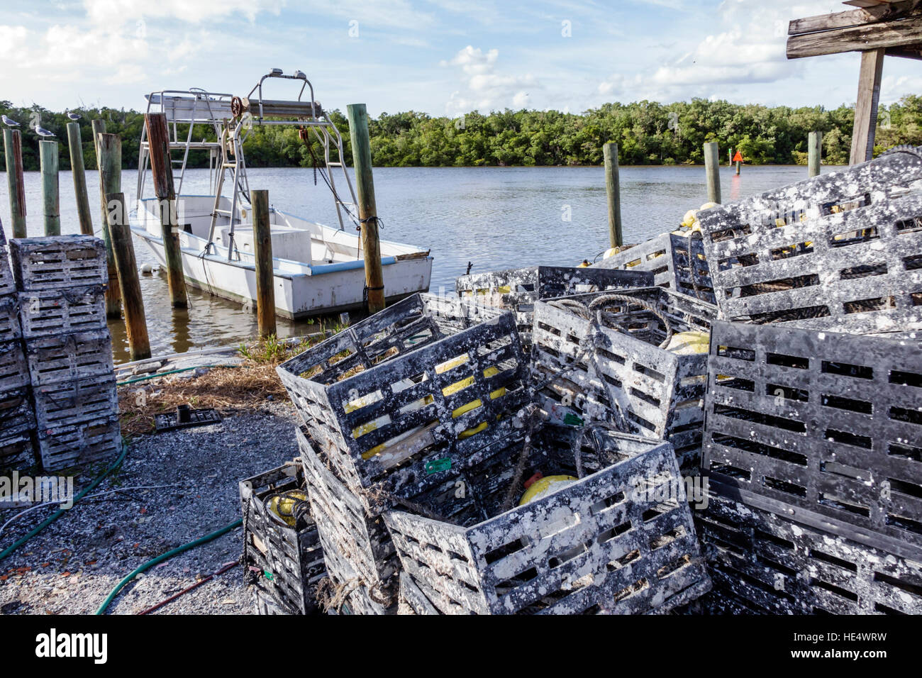 Everglades City Florida,Barron River,crab traps,FL161129324 Stock Photo