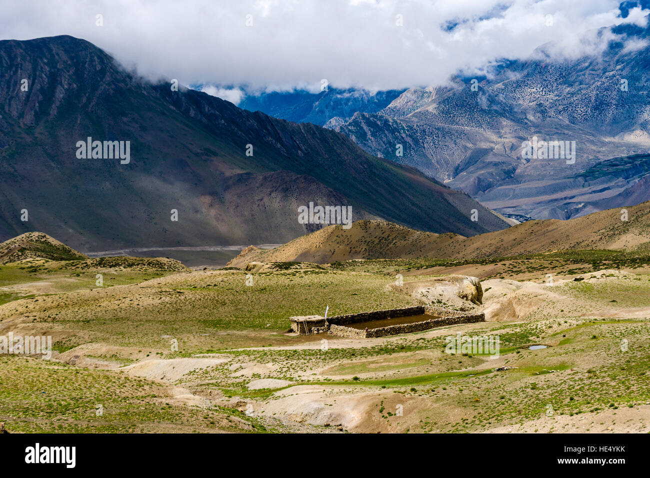 A goat shelter, located on a plateau above the village Stock Photo