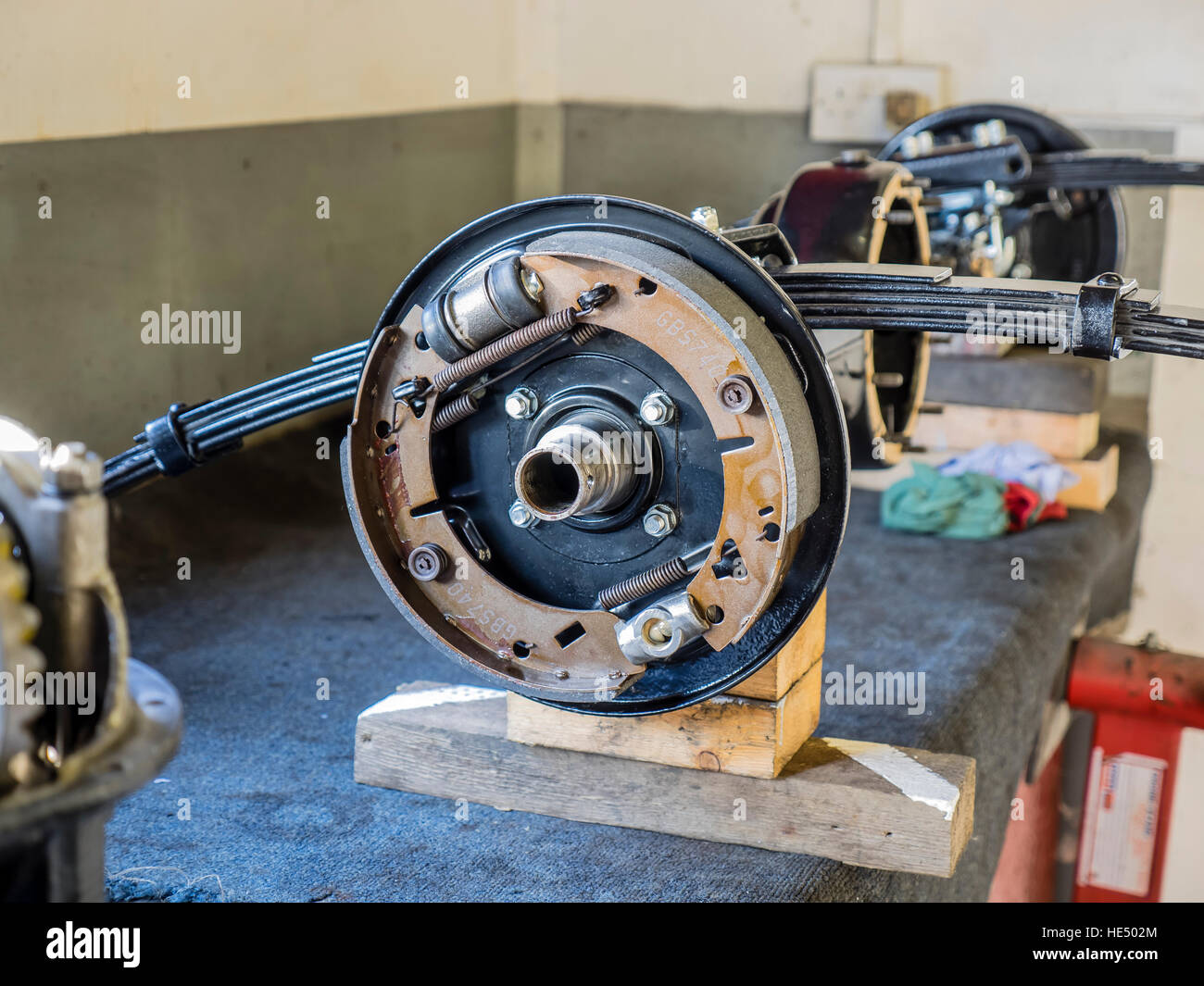 MGB Rear Axle showing rear brake assembly Stock Photo Alamy
