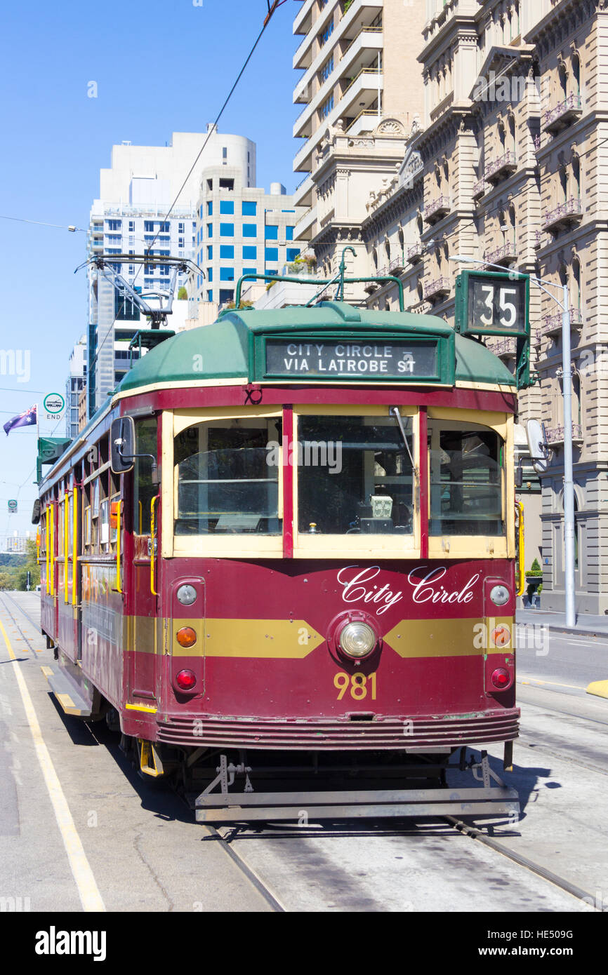 City Circle Tram on Spring Street, Melbourne, Victoria, Australia Stock Photo