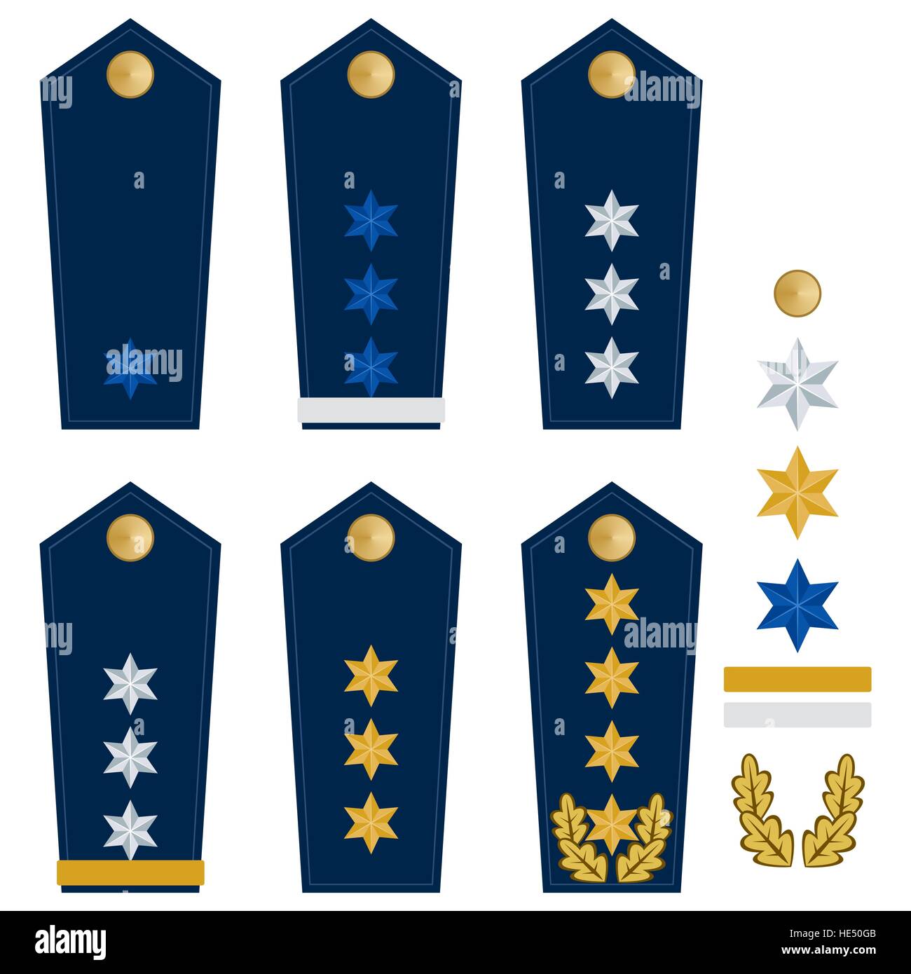 Military ranks and insignia of the world. Illustration on white ...