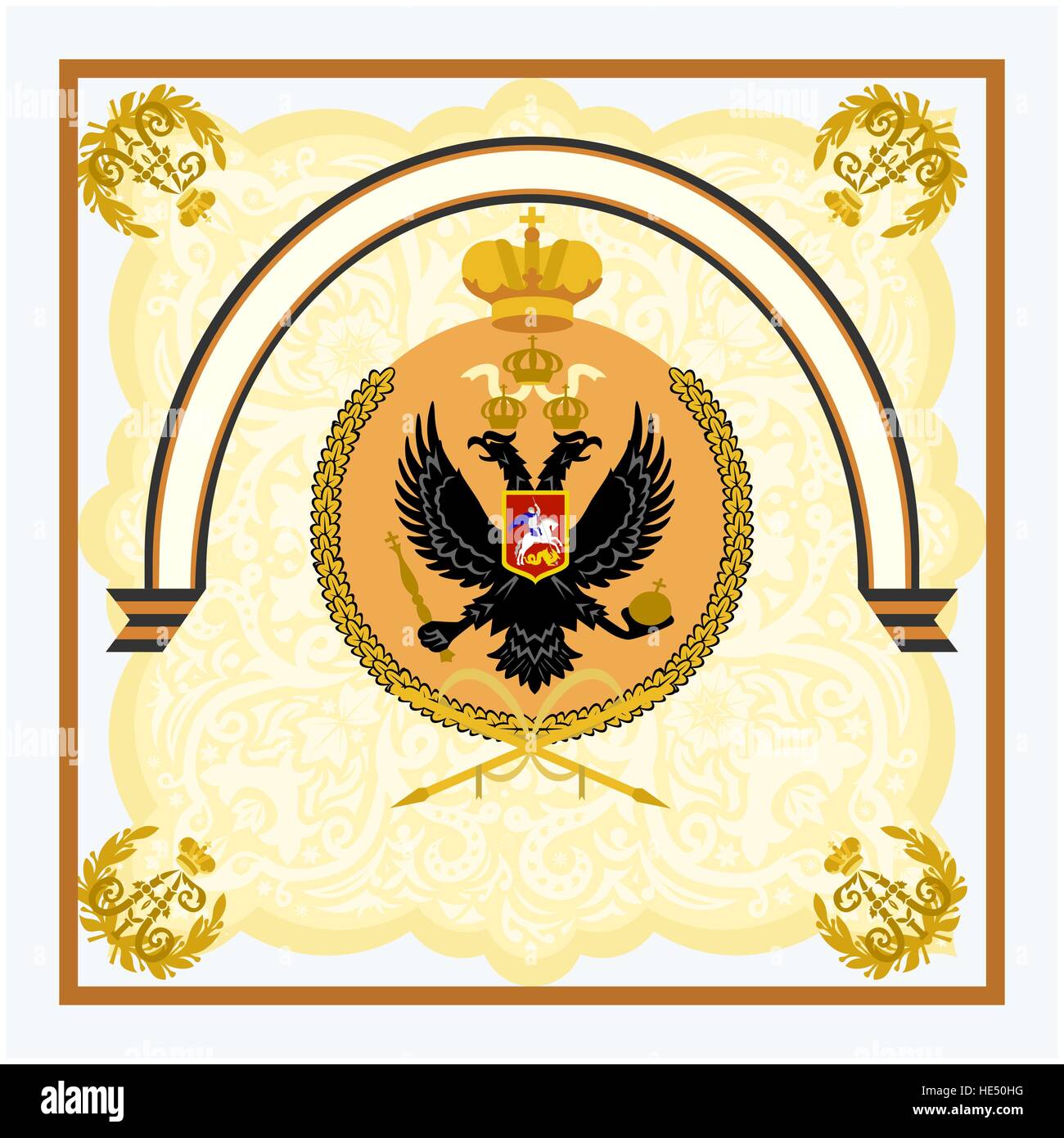 Russian Flag with Coat of Arms of Russia. Kremlin Presidential Coat of Arms  of Russia, 3d Rendering. Russian Eagle Stock Illustration - Illustration of  nation, flag: 183978487