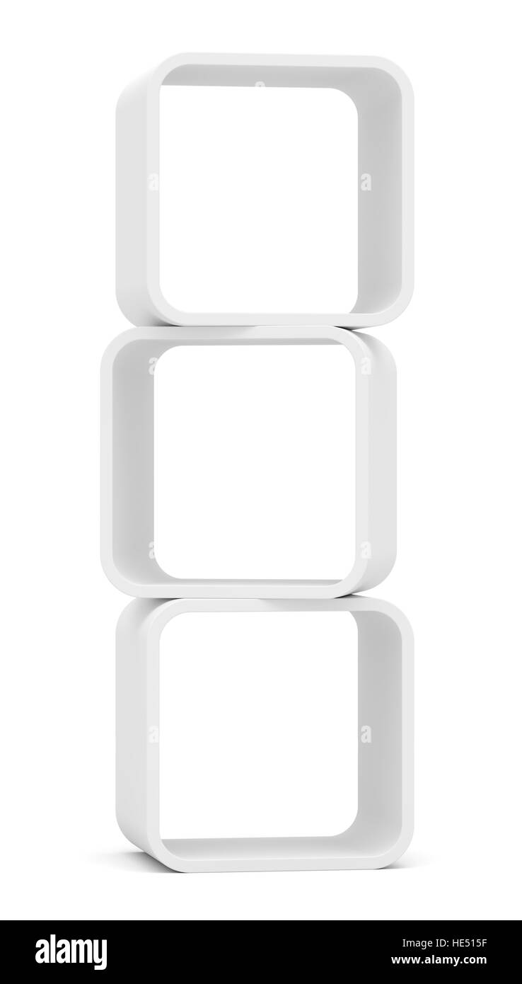 Empty white rounded showcase. Isolated Stock Photo