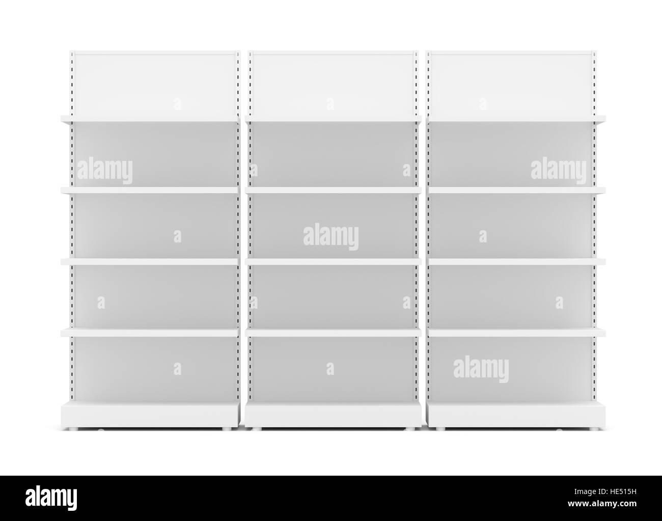 Three White Empty Retail Shelves Stock Photo Alamy