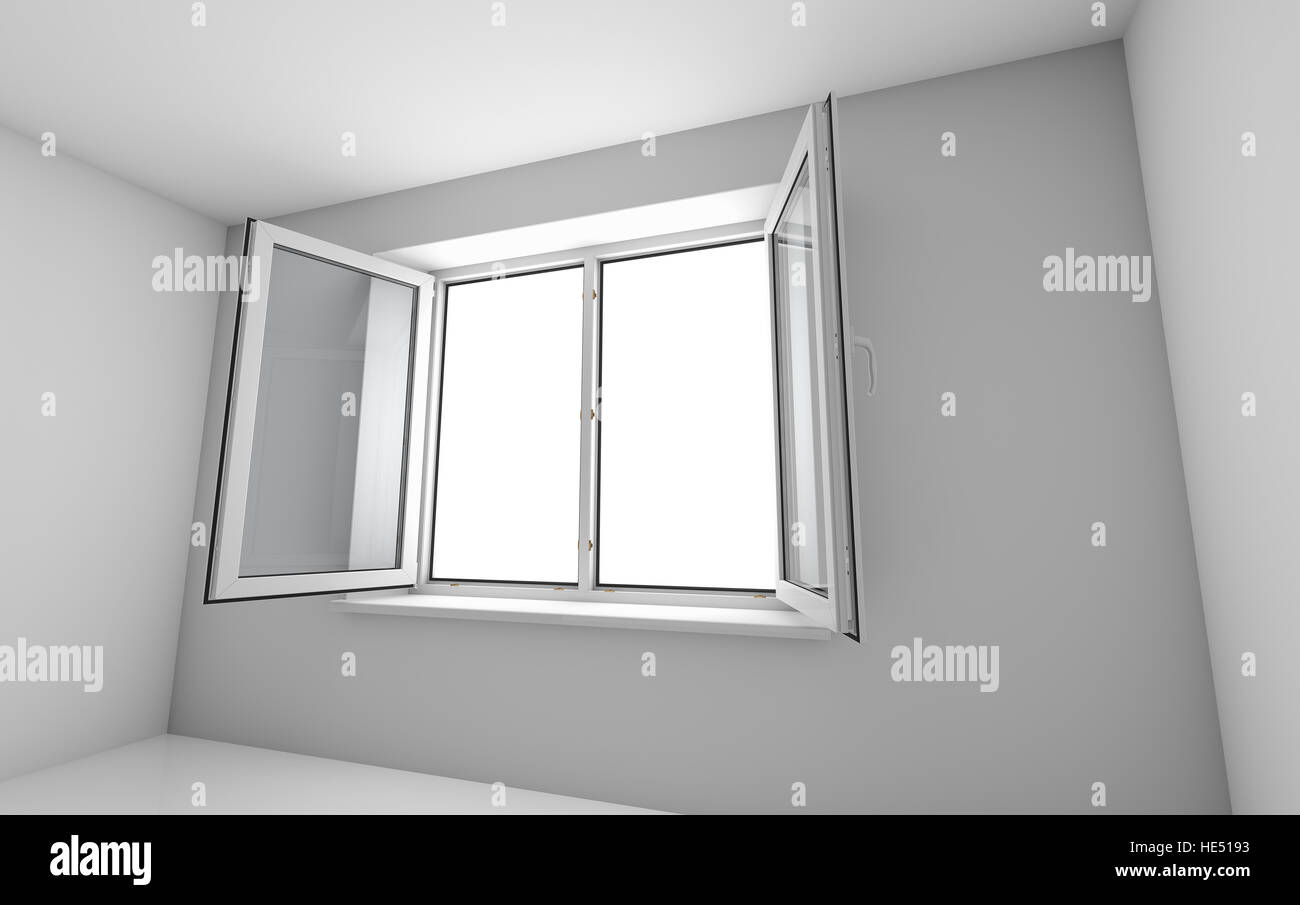 White room and open window Stock Photo - Alamy