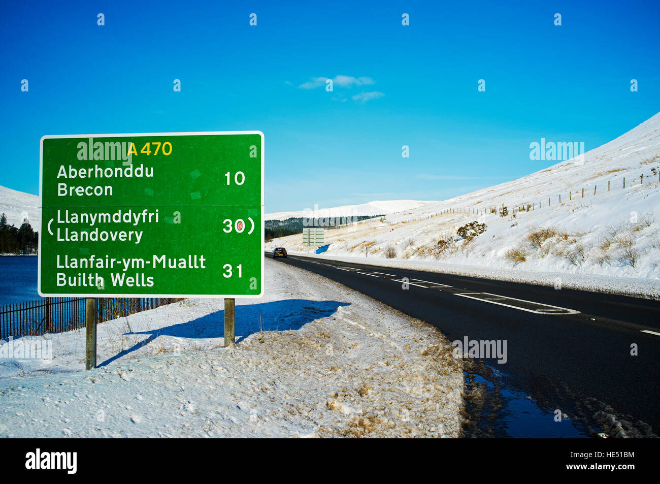 A470 Roadsign in the Brecon Beacons, near Pen y Fan, Wales, UK Stock ...