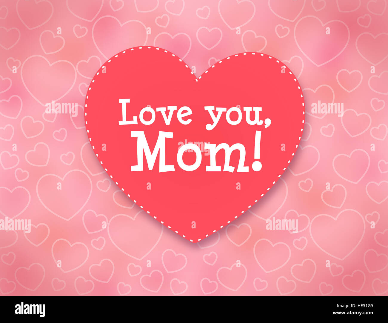 Love you, Mom. Mother's day greeting card with hearts Stock Photo ...