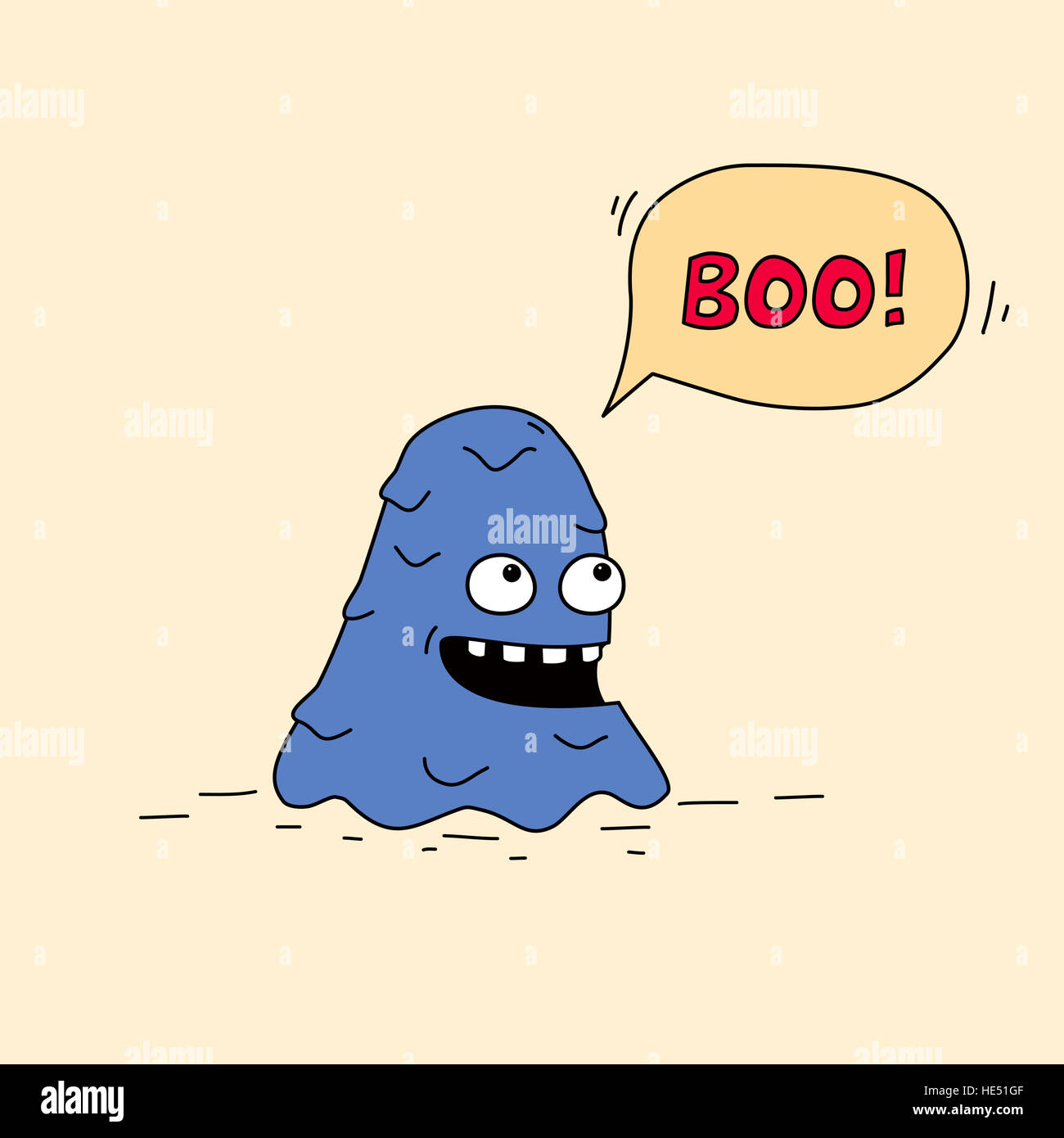 Funny blue cartoon monster with speech bubble Stock Photo Alamy