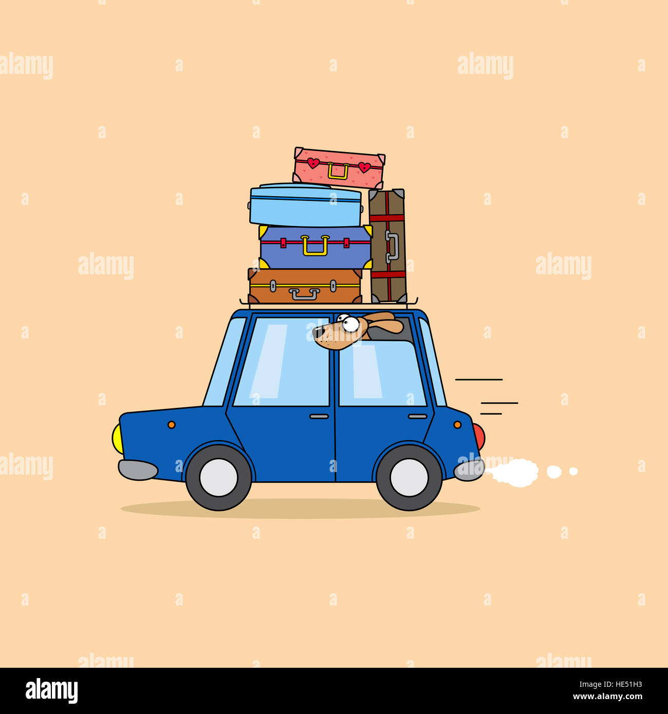 Family travel by car. Funny cartoon illustration Stock Photo - Alamy Family travel by car. Funny cartoon illustration Stock Photo - Alamy