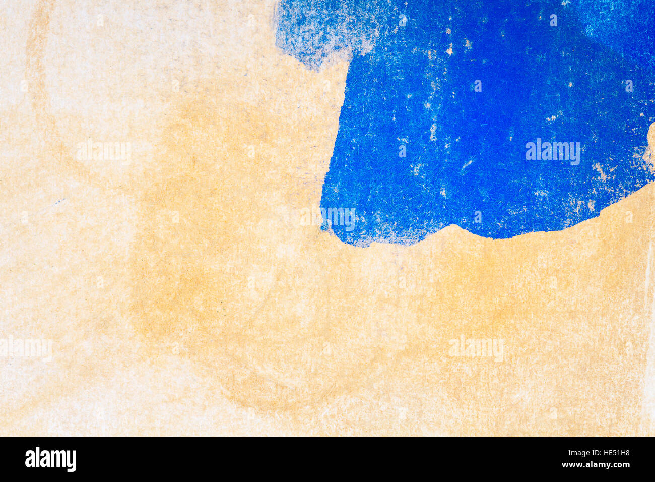 Macro shot of abstract hand drawn blue and brown watercolor paints background Stock Photo