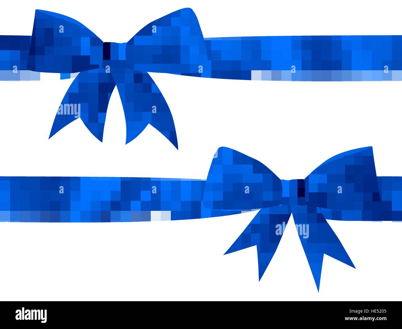 Blue bow top view. EPS 10 Stock Vector