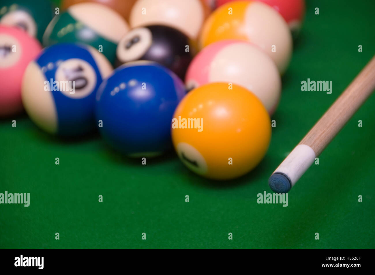 Billiard balls and cues, pool Stock Photo Alamy