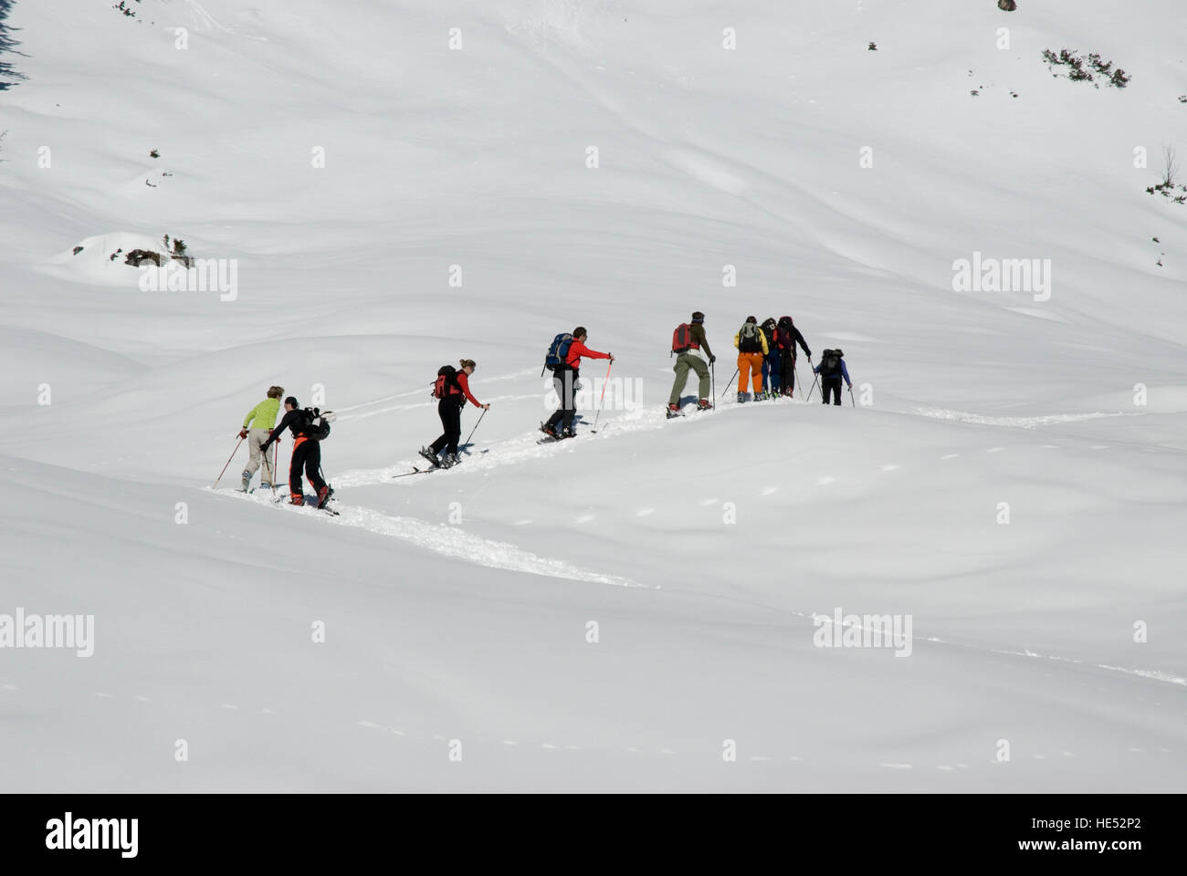 A group of ski walkers at Gesaeuse National Park, Styria, Austria, Europe Stock Photo