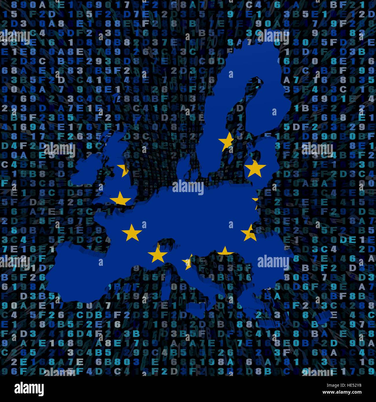 EU map flag on hex code illustration Stock Photo - Alamy