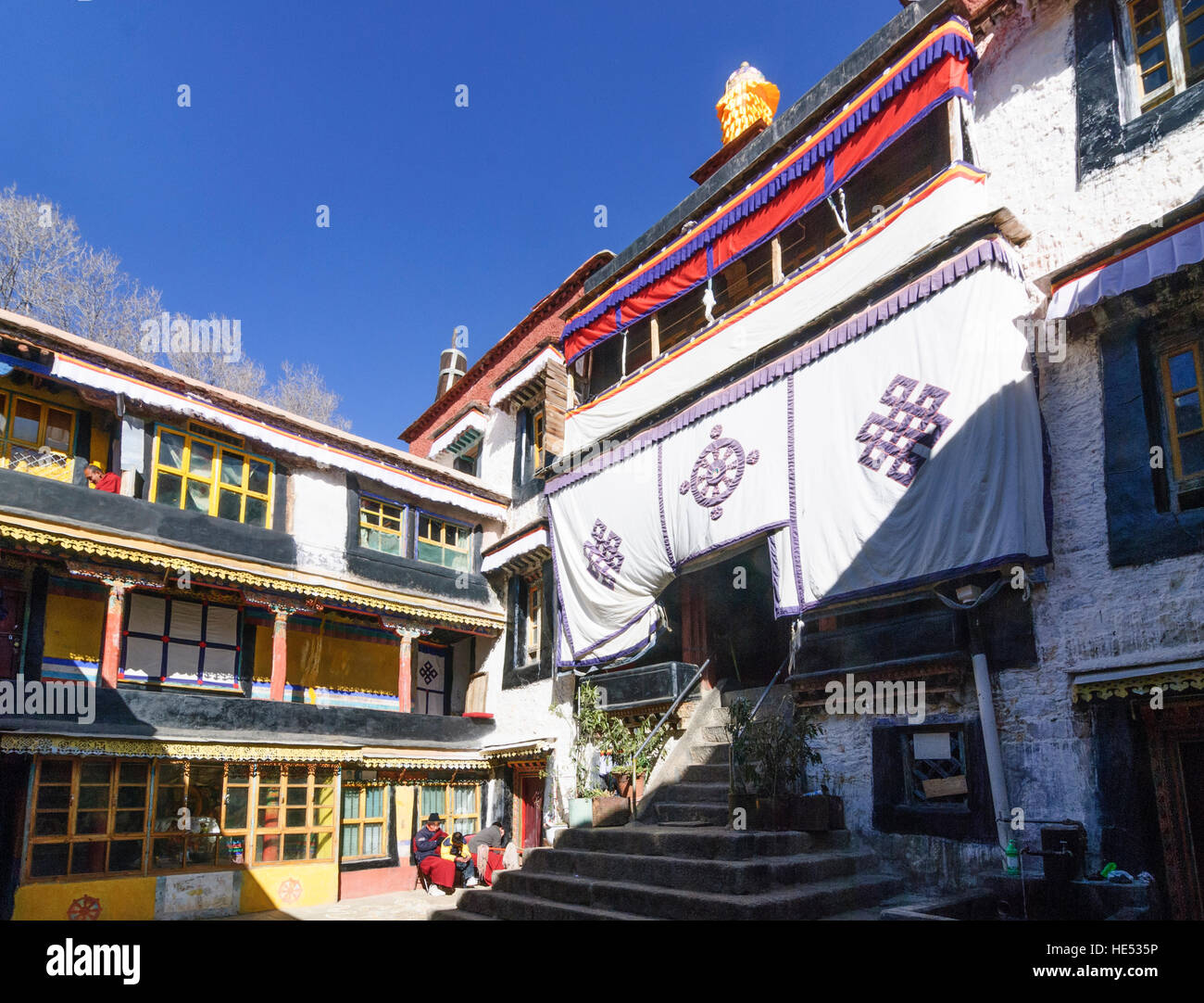 Lhasa: Monastery Sera; Residential buildings of the monks, Tibet, China Stock Photo