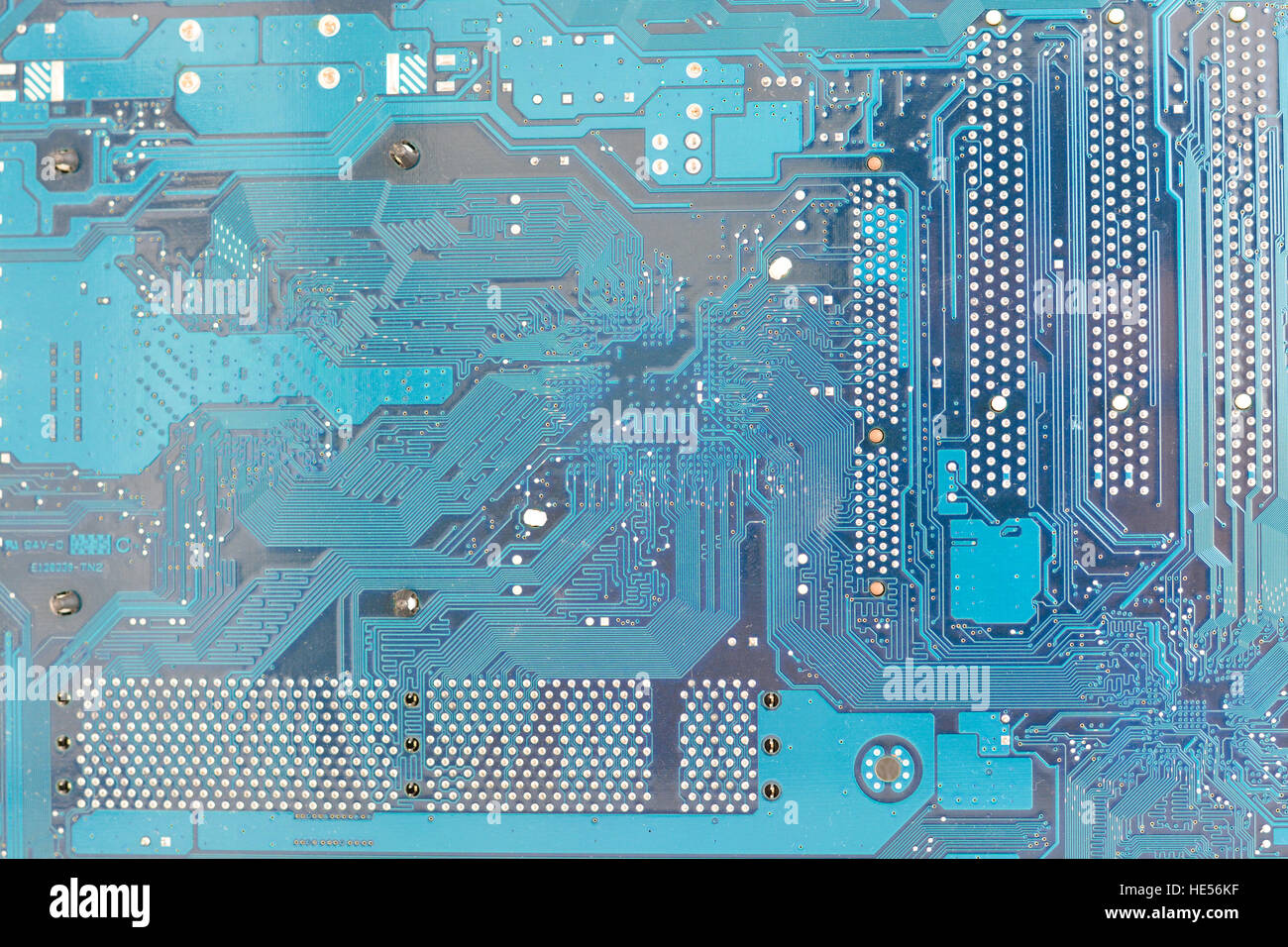 Computer motherboard or circuit board blue background Stock Photo