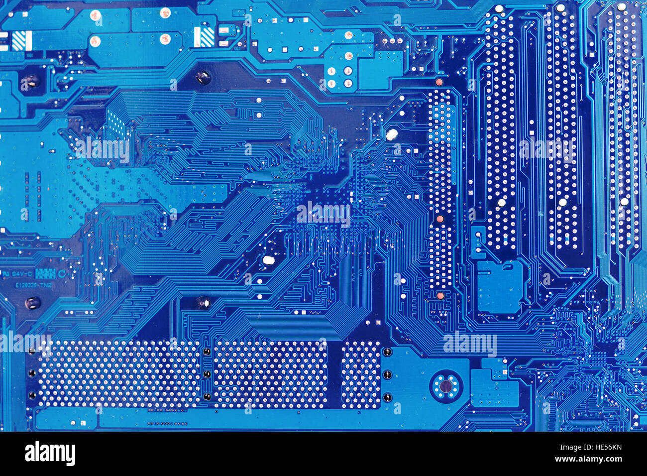 Big data concept with computer motherboard macro close up Stock Photo