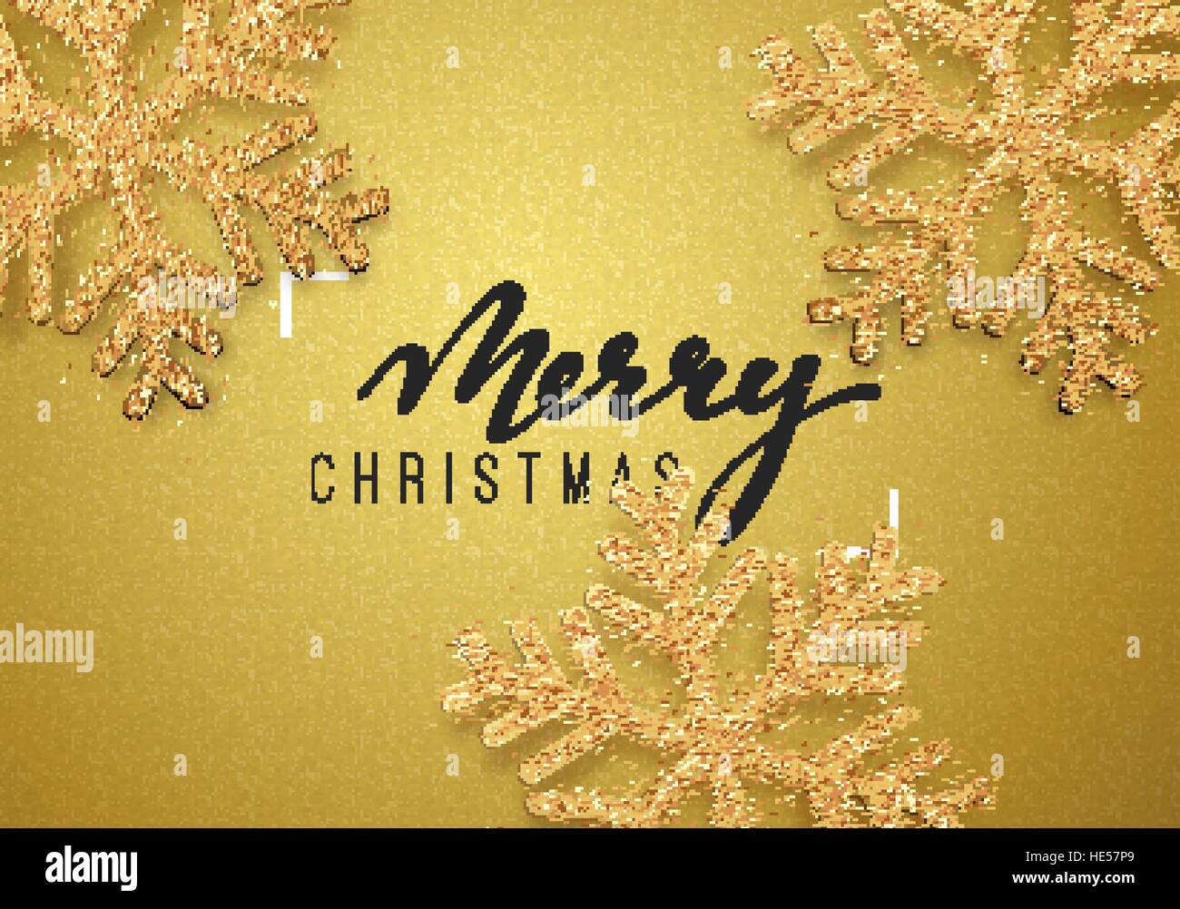 Christmas background gold color with beautiful snowflakes Stock Vector ...