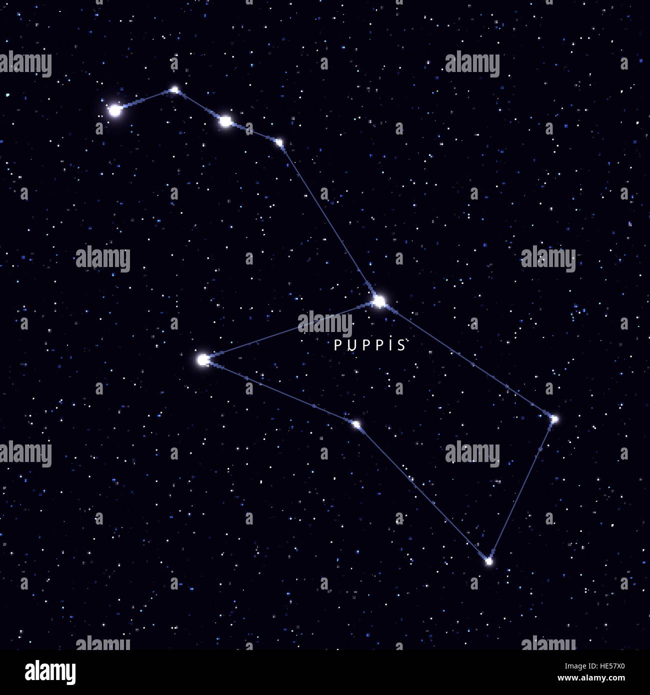 Sky Map with the name of the stars and constellations. Stock Vector