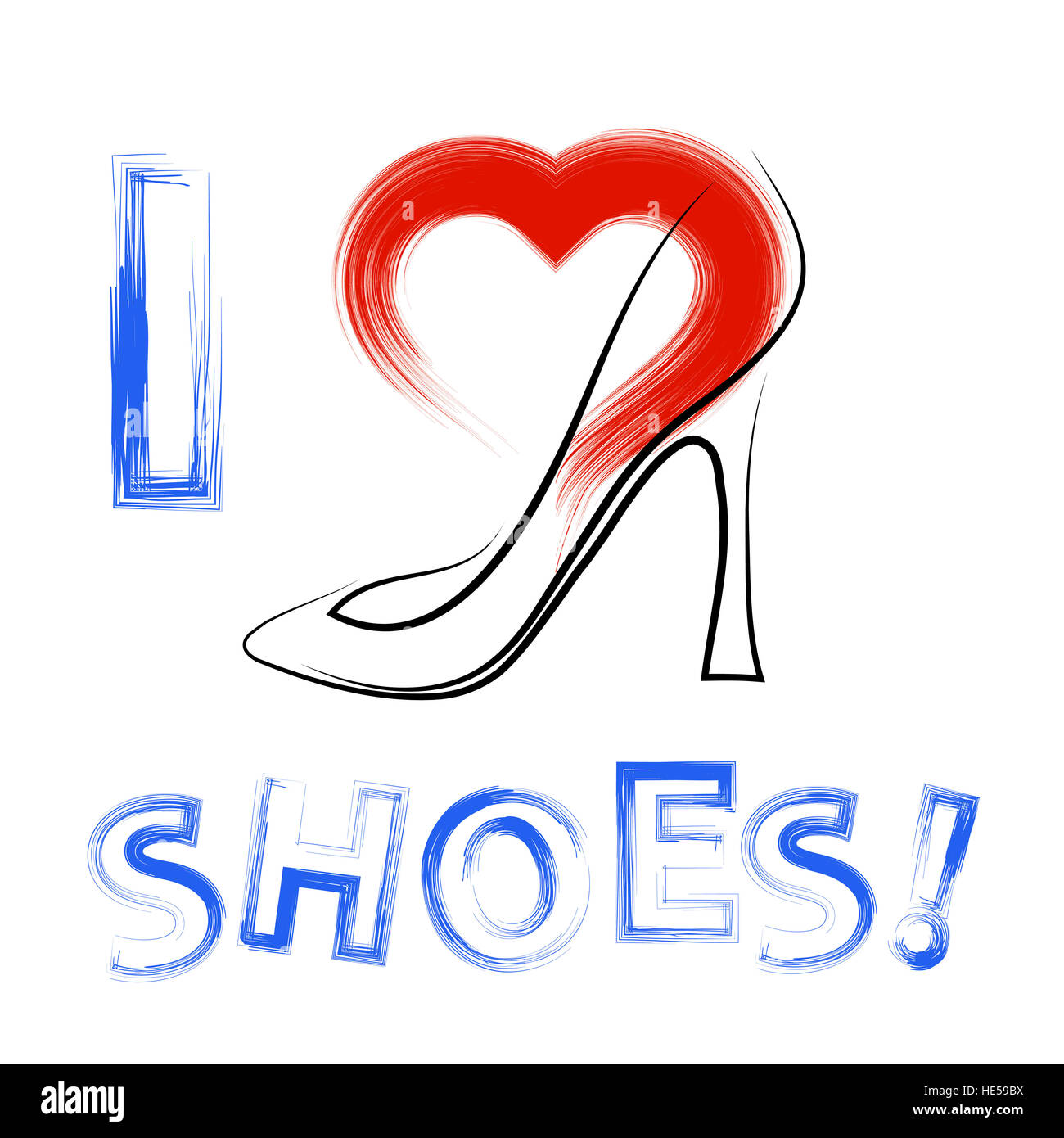Grunge Hand Drawn Shoes Poster Stock Photo - Alamy