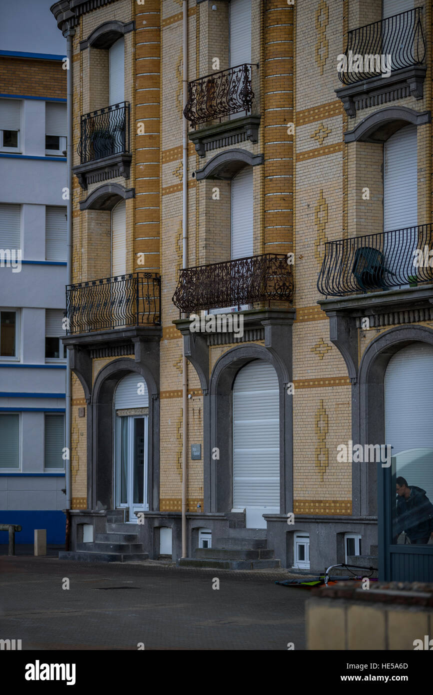 Shuttered houses and verandas, Bray Dunes, Beach at MalolesBains