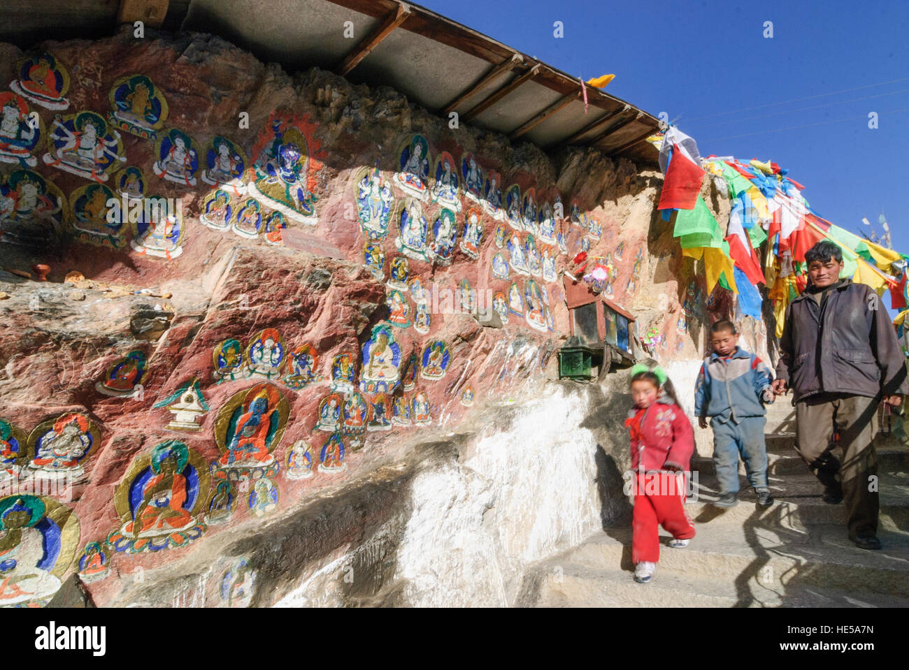 Lhasa: Mount Chagpo Ri; Rock engravings, Tibet, China Stock Photo