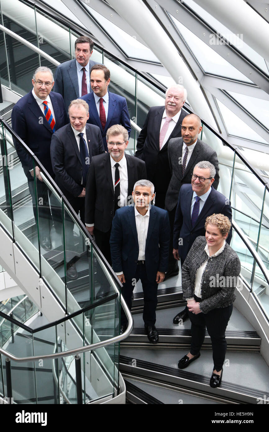 Mayor of London Sadiq Khan opens the social integration conference at City Hall, London, which is attended by mayors from across Europe and the New York deputy mayor. In his opening speech, Khan urged city leaders across the world to 'build bridges instea Stock Photo