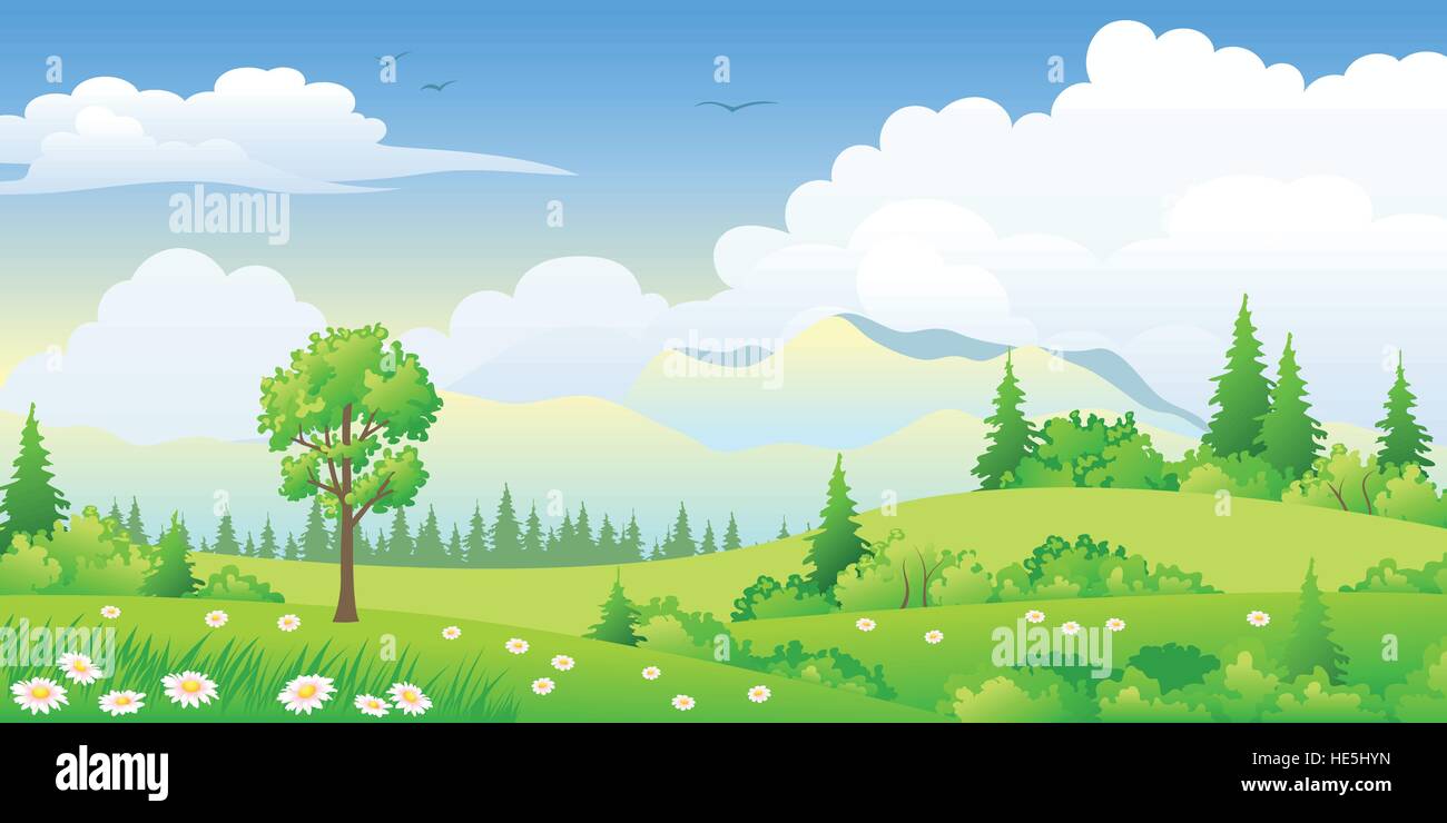 Summer landscape with trees Stock Vector Image & Art - Alamy