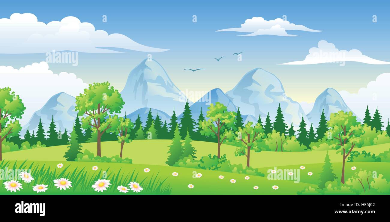 Summer landscape with trees Stock Vector Image & Art - Alamy