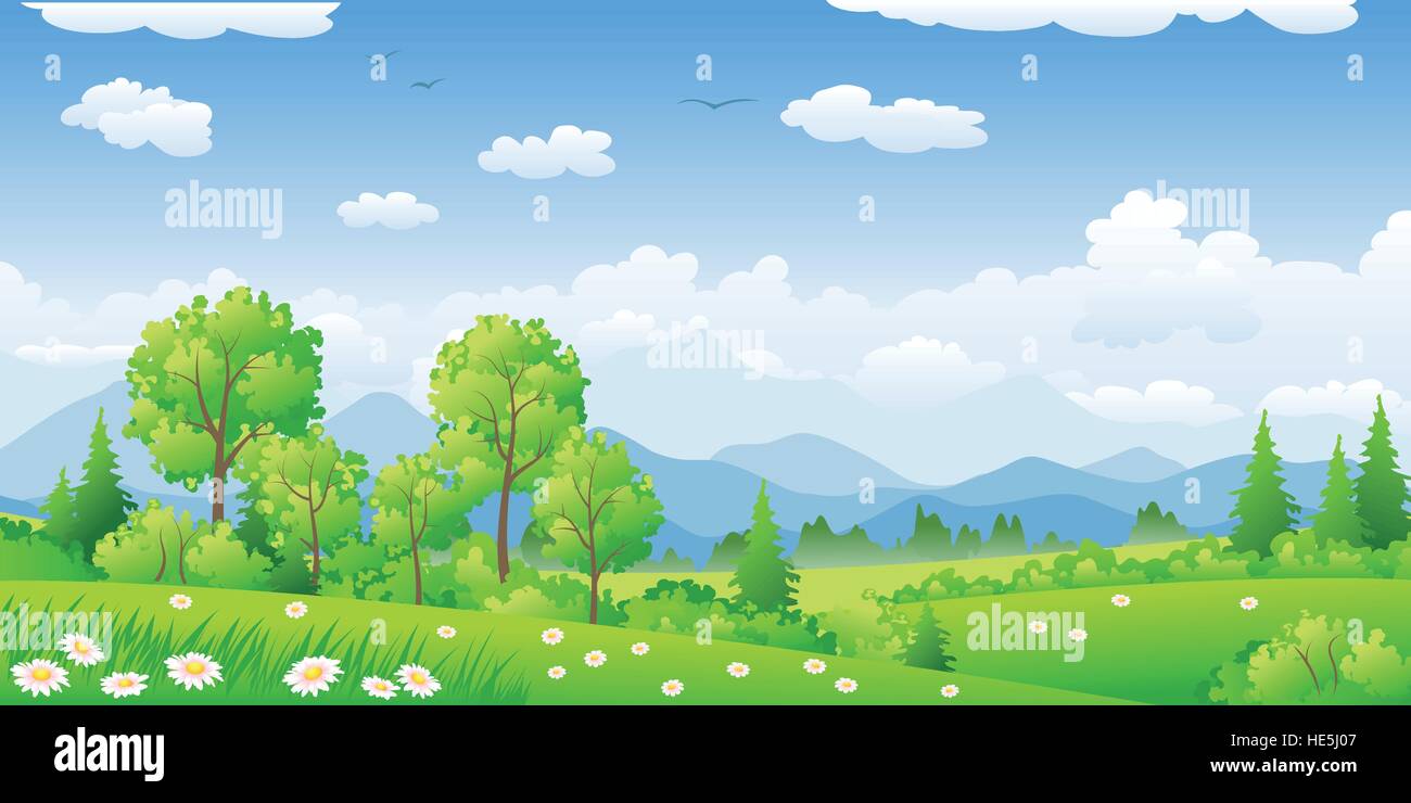 Summer landscape with trees Stock Vector Image & Art - Alamy